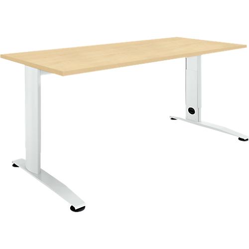 Schäfer Shop Select Schreibtisch LOGIN, manuell höheneinstellbar, C-Fuß, B 1200 x T 800 x H 660-820 mm, Ahorn/verkehrsweiß