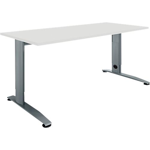 Schäfer Shop Select Schreibtisch LOGIN, manuell höheneinstellbar, C-Fuß, B 1200 x T 800 x H 660-820 mm, lichtgrau/basaltgrau