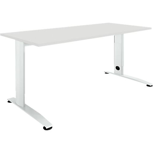 Schäfer Shop Select Schreibtisch LOGIN, manuell höheneinstellbar, C-Fuß, B 1200 x T 800 x H 660-820 mm, lichtgrau/verkehrsweiß
