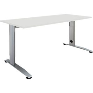 Schäfer Shop Select Schreibtisch LOGIN, manuell höheneinstellbar, C-Fuß, B 1200 x T 800 x H 660-820 mm, lichtgrau/weißalu Schäfer Shop Select Schreibtisch LOGIN, manuell höheneinstellbar, C-Fuß, B 1200 x T 800 x H 660-820 mm, lichtgrau/weißalu