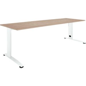 Schäfer Shop Select Schreibtisch LOGIN, manuell höheneinstellbar, C-Fuß, B 1600 x T 800 x H 660-820 mm, Eiche/verkehrsweiß Schäfer Shop Select Schreibtisch LOGIN, manuell höheneinstellbar, C-Fuß, B 1600 x T 800 x H 660-820 mm, Eiche/verkehrsweiß