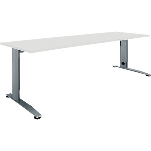 Schäfer Shop Select Schreibtisch LOGIN, manuell höheneinstellbar, C-Fuß, B 1600 x T 800 x H 660-820 mm, lichtgrau/basaltgrau