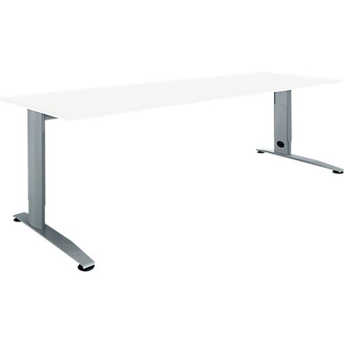 Schäfer Shop Select Schreibtisch LOGIN, manuell höheneinstellbar, C-Fuß, B 1600 x T 800 x H 660-820 mm, weiß/basaltgrau