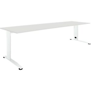 Schäfer Shop Select Schreibtisch LOGIN, manuell höheneinstellbar, C-Fuß, B 1800 x T 800 x H 660-820 mm, lichtgrau/verkehrsweiß Schäfer Shop Select Schreibtisch LOGIN, manuell höheneinstellbar, C-Fuß, B 1800 x T 800 x H 660-820 mm, lichtgrau/verkehrsweiß