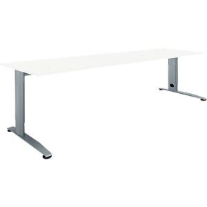 Schäfer Shop Select Schreibtisch LOGIN, manuell höheneinstellbar, C-Fuß, B 1800 x T 800 x H 660-820 mm, weiß/basaltgrau Schäfer Shop Select Schreibtisch LOGIN, manuell höheneinstellbar, C-Fuß, B 1800 x T 800 x H 660-820 mm, weiß/basaltgrau