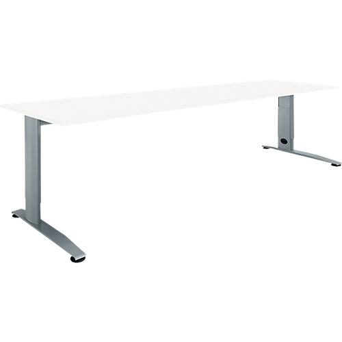 Schäfer Shop Select Schreibtisch LOGIN, manuell höheneinstellbar, C-Fuß, B 1800 x T 800 x H 660-820 mm, weiß/basaltgrau