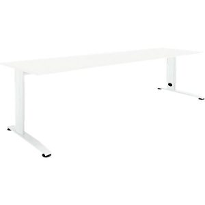 Schäfer Shop Select Schreibtisch LOGIN, manuell höheneinstellbar, C-Fuß, B 1800 x T 800 x H 660-820 mm, weiß/verkehrsweiß Schäfer Shop Select Schreibtisch LOGIN, manuell höheneinstellbar, C-Fuß, B 1800 x T 800 x H 660-820 mm, weiß/verkehrsweiß
