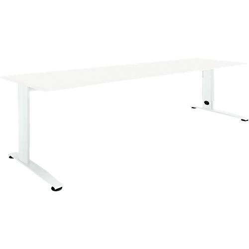 Schäfer Shop Select Schreibtisch LOGIN, manuell höheneinstellbar, C-Fuß, B 1800 x T 800 x H 660-820 mm, weiß/verkehrsweiß
