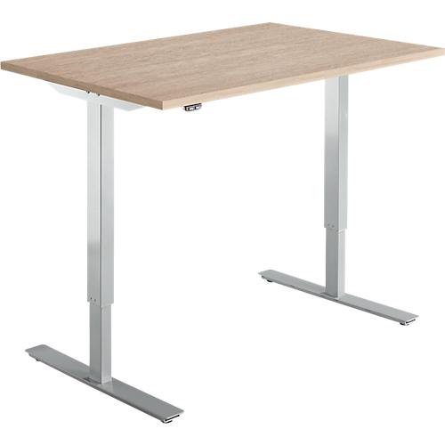 Schäfer Shop Select Schreibtisch Start Off, elektrisch höhenverstellbar, Rechteck, T-Fuß, B 1200 x T 800 x H 755-1255 mm, Eiche-Dekor