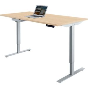 Schäfer Shop Select Schreibtisch Start Off, elektrisch höhenverstellbar, Rechteck, T-Fuß, B 1600 x T 800 x H 755-1255 mm, Ahorn-Dekor/weißaluminium + Zubehörschublade Schäfer Shop Select Schreibtisch Start Off, elektrisch höhenverstellbar, Rechteck, T-Fuß, B 1600 x T 800 x H 755-1255 mm, Ahorn-Dekor/weißaluminium + Zubehörschublade