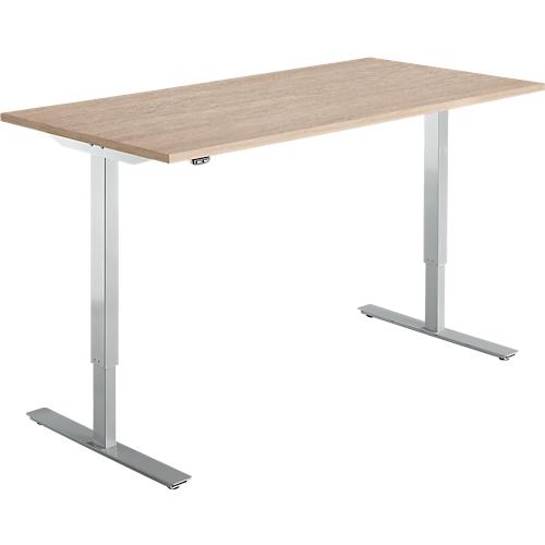 Schäfer Shop Select Schreibtisch Start Off, elektrisch höhenverstellbar, Rechteck, T-Fuß, B 1600 x T 800 x H 755-1255 mm, Eiche-Dekor