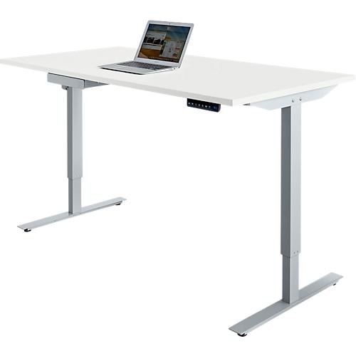 Schäfer Shop Select Schreibtisch Start Off, elektrisch höhenverstellbar, Rechteck, T-Fuß, B 1600 x T 800 x H 755-1255 mm, weiß/weißaluminium + Zubehörschublade