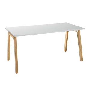 Schäfer Shop Select Schreibtisch Start Off Wood, Rechteck, A-Fuß, B 1600 x T 800 x H 735 mm, lichtgrau/Holzoptik Schäfer Shop Select Schreibtisch Start Off Wood, Rechteck, A-Fuß, B 1600 x T 800 x H 735 mm, lichtgrau/Holzoptik
