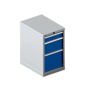 Schäfer Shop Select Schubladenschrank 18-27, 3 Schübe (H 100/200/300mm), bis 75 kg, B 411 x T 572 x H 700 mm, enzianblau/weißaluminium