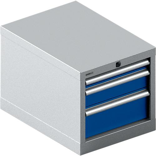 Schäfer Shop Select Schubladenschrank 18-27, 3 Schübe (H 50/100/150mm), bis 200 kg, B 411 x T 572 x H 400 mm, enzianblau/weißaluminium