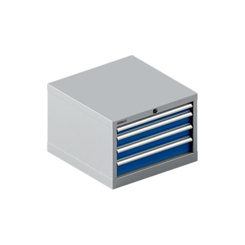 Schäfer Shop Select Schubladenschrank 27-27, 4 Schübe, bis 75 kg, B 564 x T 572 x H 400 mm, enzianblau/weißaluminium