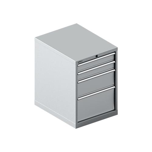 Schäfer Shop Select Schubladenschrank 27-36, 4 Schübe, bis 200 kg, B 564 x T 725 x H 800 mm, weißaluminium/weißaluminium