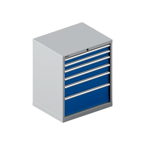 Schäfer Shop Select Schubladenschrank 36-27, 6 Schübe, bis 75 kg, B 717 x T 572 x H 850 mm, weißalu/enzianblau