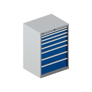 Schäfer Shop Select Schubladenschrank 36-27, 8 Schübe, bis 200 kg, B 717 x T 572 x H 1000 mm, weißalu/enzianblau