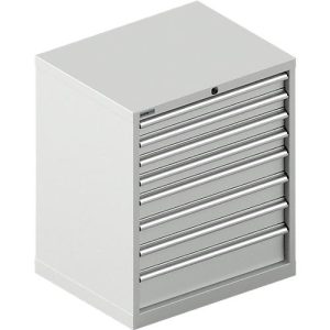 Schäfer Shop Select Schubladenschrank 36-27, 8 Schübe, bis 200 kg, B 717 x T 572 x H 850 mm, lichtgrau/enzianblau