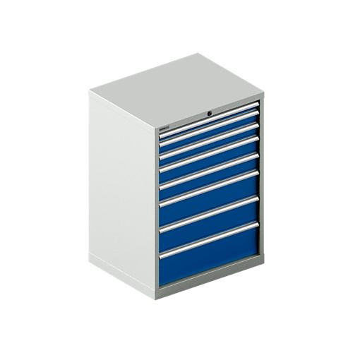 Schäfer Shop Select Schubladenschrank 36-27, 8 Schübe, bis 75 kg, B 717 x T 572 x H 1000 mm, lichtgrau/lichtblau