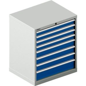 Schäfer Shop Select Schubladenschrank 36-27, 8 Schübe, bis 75 kg, B 717 x T 572 x H 850 mm, lichtgrau/enzianblau