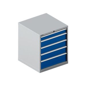 Schäfer Shop Select Schubladenschrank 36-36, 5 Schübe, bis 200 kg, B 717 x T 725 x H 850 mm, weißalu/enzianblau
