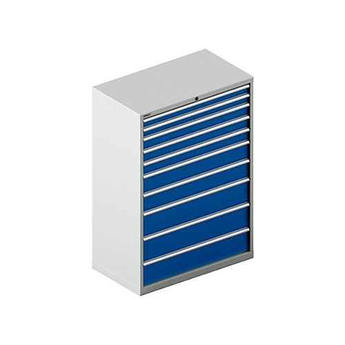 Schäfer Shop Select Schubladenschrank 54-27, 10 Schübe, bis 75 kg, B 1023 x T 572 x H 1450 mm, lichtgrau/enzianblau