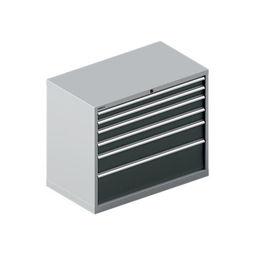 Schäfer Shop Select Schubladenschrank 54-27, 6 Schübe, bis 75 kg, B 1023 x T 572 x H 850 mm, weißalu/anthrazitgrau