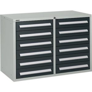 Schäfer Shop Select Schubladenschrank SF 120, 12 Schübe mit Etikettenschildern, abschließbar, B 1055 x T 500 x H 723 mm, lichtgrau RAL7035/anthrazitgrau RAL 7016 Schäfer Shop Select Schubladenschrank SF 120, 12 Schübe mit Etikettenschildern, abschließbar, B 1055 x T 500 x H 723 mm, lichtgrau RAL7035/anthrazitgrau RAL 7016