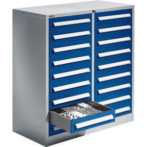 Schäfer Shop Select Schubladenschrank SF 180, 18 Schübe, weißaluminium RAL 9006 einzianblau RAL 5010 Schäfer Shop Select Schubladenschrank SF 180, 18 Schübe, weißaluminium RAL 9006 einzianblau RAL 5010