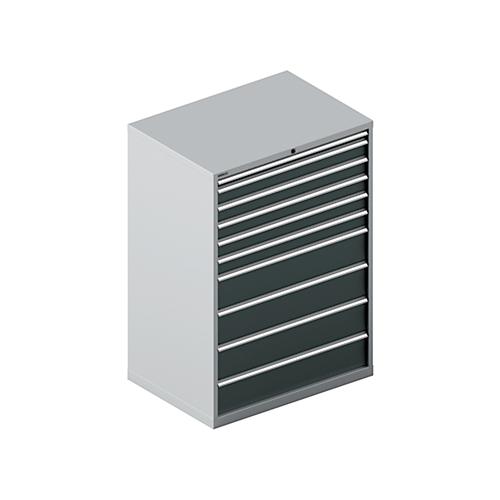 Schäfer Shop Select Schubladenschrank WSK 54-36, Stahl, 10 Schübe, bis 75 kg, B 1023 x T 725 x H 1450 mm, weissaluminium/anthrazitgrau