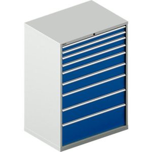 Schäfer Shop Select Schubladenschrank WSK 54-36, Stahl, 9 Schübe, bis 200 kg, B 1023 x T 725 x H 1450 mm, lichtgrau/enzianblau Schäfer Shop Select Schubladenschrank WSK 54-36, Stahl, 9 Schübe, bis 200 kg, B 1023 x T 725 x H 1450 mm, lichtgrau/enzianblau