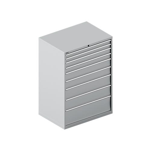 Schäfer Shop Select Schubladenschrank WSK 54-36, Stahl, 9 Schübe, bis 75 kg, B 1023 x T 725 x H 1450 mm, weissaluminium/weissaluminium