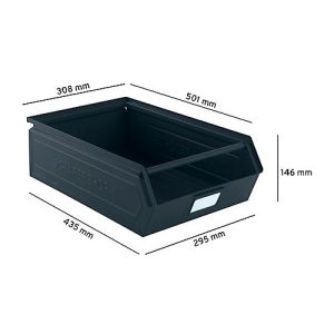 Schäfer Shop Select Sichtlagerkasten, mit Tragestab, 18,5 l, 80 kg, L 501 x B 308 x H 146 mm, Stahl, RAL 5008 (graublau) Schäfer Shop Select Sichtlagerkasten, mit Tragestab, 18,5 l, 80 kg, L 501 x B 308 x H 146 mm, Stahl, RAL 5008 (graublau)