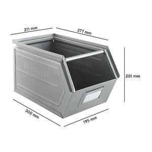 Schäfer Shop Select Sichtlagerkasten, mit Tragestab, L 377 x B 211 x H 201 mm, 11,5 l, 60 kg, Stahl, galvanisch verzinkt Schäfer Shop Select Sichtlagerkasten, mit Tragestab, L 377 x B 211 x H 201 mm, 11,5 l, 60 kg, Stahl, galvanisch verzinkt