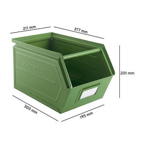 Schäfer Shop Select Sichtlagerkasten, mit Tragestab, L 377 x B 211 x H 201 mm, 11,5 l, 60 kg, Stahl, RAL 6011 (resadagrün) Schäfer Shop Select Sichtlagerkasten, mit Tragestab, L 377 x B 211 x H 201 mm, 11,5 l, 60 kg, Stahl, RAL 6011 (resadagrün)