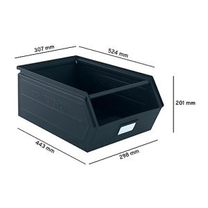 Schäfer Shop Select Sichtlagerkasten, mit Tragestab, L 524 x B 307 x H 201 mm, 26 l, 120 kg, Stahl, RAL 5008 (graublau) Schäfer Shop Select Sichtlagerkasten, mit Tragestab, L 524 x B 307 x H 201 mm, 26 l, 120 kg, Stahl, RAL 5008 (graublau)