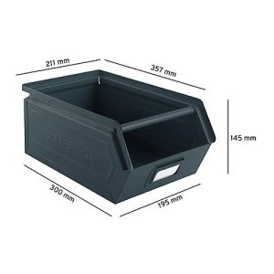 Schäfer Shop Select Sichtlagerkasten mit Tragestab, Stahl, L 357 x B 211 x H 145 mm, 8,5 l, 60 kg, RAL 5008 (graublau) Schäfer Shop Select Sichtlagerkasten mit Tragestab, Stahl, L 357 x B 211 x H 145 mm, 8,5 l, 60 kg, RAL 5008 (graublau)