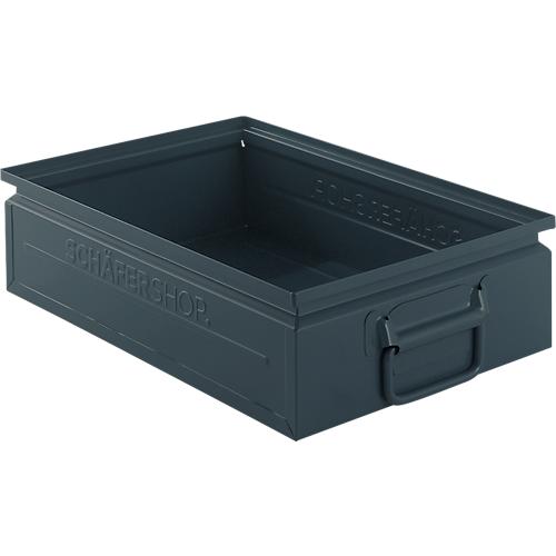 Schäfer Shop Select Stapelbox, 16 l, 100 kg, L 478 x B 307 x H 120 mm, Stahl, RAL 5008 (graublau)