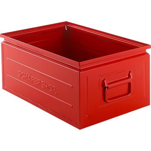 Schäfer Shop Select Stapelbox, 25 l, 120 kg, L 478 x B 307 x H 200 mm, Stahl, RAL 3000 (feuerrot)