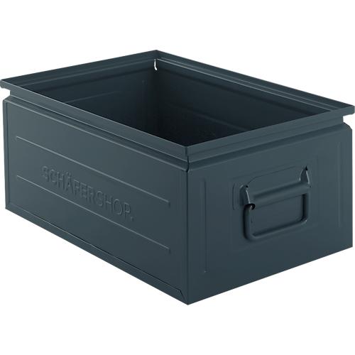 Schäfer Shop Select Stapelbox, 25 l, 120 kg, L 478 x B 307 x H 200 mm, Stahl, RAL 5008 (graublau)
