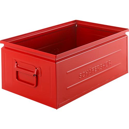Schäfer Shop Select Stapelbox, 29,5 l, 50 kg, L 527 x B 308 x H 200 mm, Stahl, RAL 3000 (feuerrot)