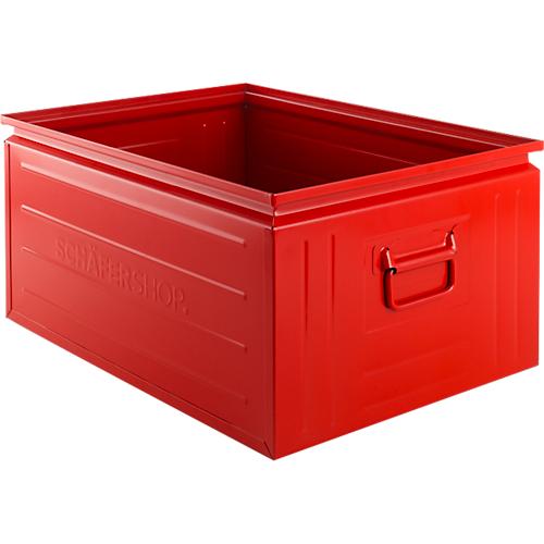 Schäfer Shop Select Stapelbox, 83 l, 250 kg, L 658 x B 459 x H 300 mm, Stahl, RAL 3000 (feuerrot)