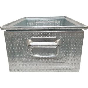 Schäfer Shop Select Stapelbox, gelocht, mit Fallgriffen, 26,5 l, 150 kg, L 449 x B 308 x H 201 mm, Stahlblech, galvanisch verzinkt Schäfer Shop Select Stapelbox, gelocht, mit Fallgriffen, 26,5 l, 150 kg, L 449 x B 308 x H 201 mm, Stahlblech, galvanisch verzinkt
