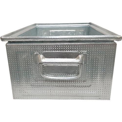 Schäfer Shop Select Stapelbox, gelocht, mit Fallgriffen, 26,5 l, 150 kg, L 449 x B 308 x H 201 mm, Stahlblech, galvanisch verzinkt