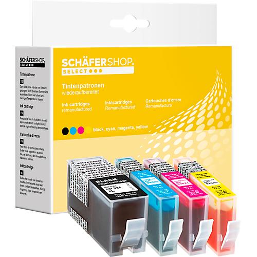 Schäfer Shop Select Tintenpatronen, ersetzt HP 934XL/935XL CMYK (X4E14AE), Mixpack, schwarz, cyan, gelb, magenta