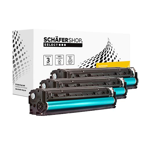 Schäfer Shop Select Toner, ersetzt HP 128A (CF371AM), Multipack, cyan, magenta, gelb