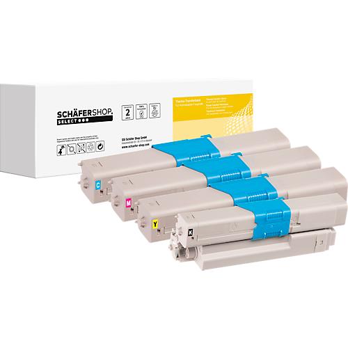 Schäfer Shop Select Toner, ersetzt OKI 44469803/704/705/706 (44469803, 44469704, 44469705, 44469706), Mixpack, schwarz, cyan, gelb, magenta