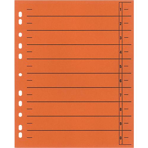 Schäfer Shop Select Trennblätter, mit Taben, DIN A4- Format, Linienaufdruck, Universallochung, 100 Stück, orange